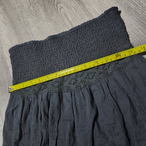 Vintage Y2K goth summer black tiered strapless maxi dress with lace cutouts - Picture 11 of 14